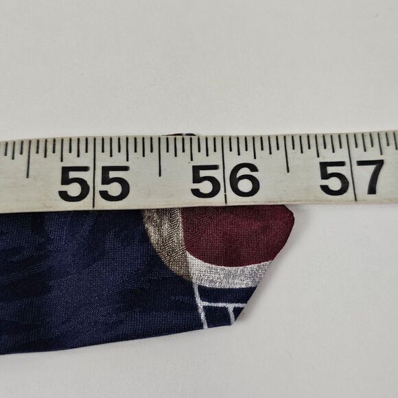 Gianfranco Ruffini Vintage Navy Blue Geometric Silk Neck Tie 57" Made In Italy - Picture 6 of 9